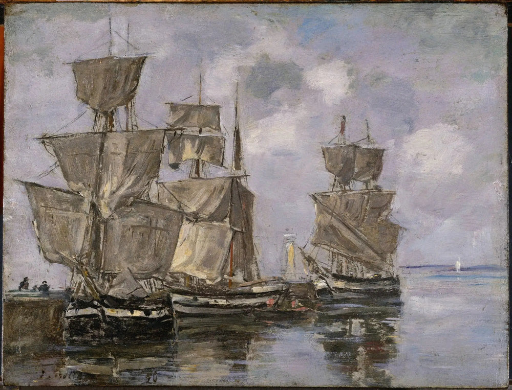Navires dans le Port à Honfleur - Eugène Boudin image 1 tableau peint à l’huile sur toile