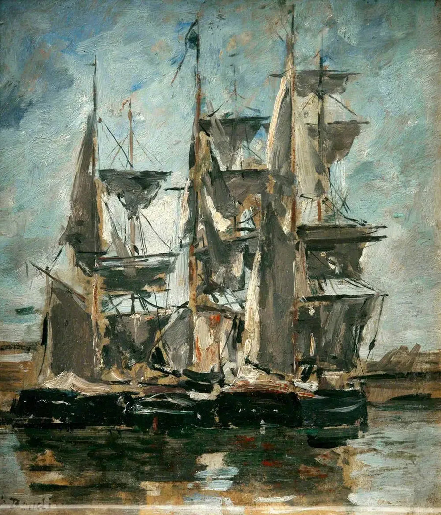 Barcos en un puerto - Eugène Boudin