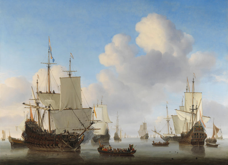 Navires hollandais sur une mer calme - Willem Van de Velde le Jeune