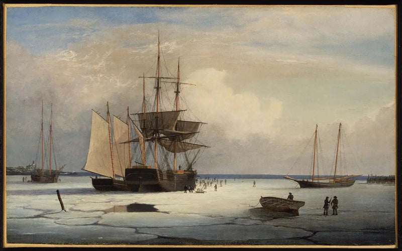 Navíos atrapados en el hielo frente a la isla Ten Pound, Gloucester - Fitz Henry Lane