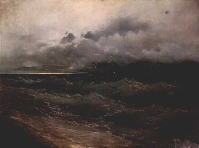 Navíos en un mar agitado, amanecer - Iván Aïvazovski