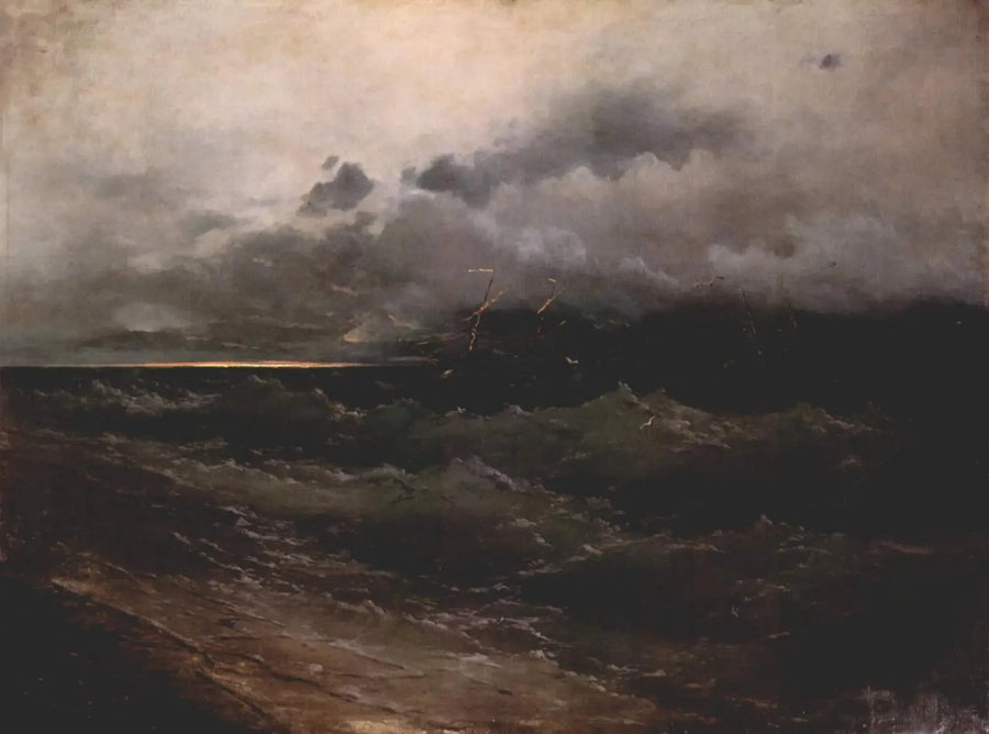Navíos en un mar agitado, amanecer - Iván Aïvazovski