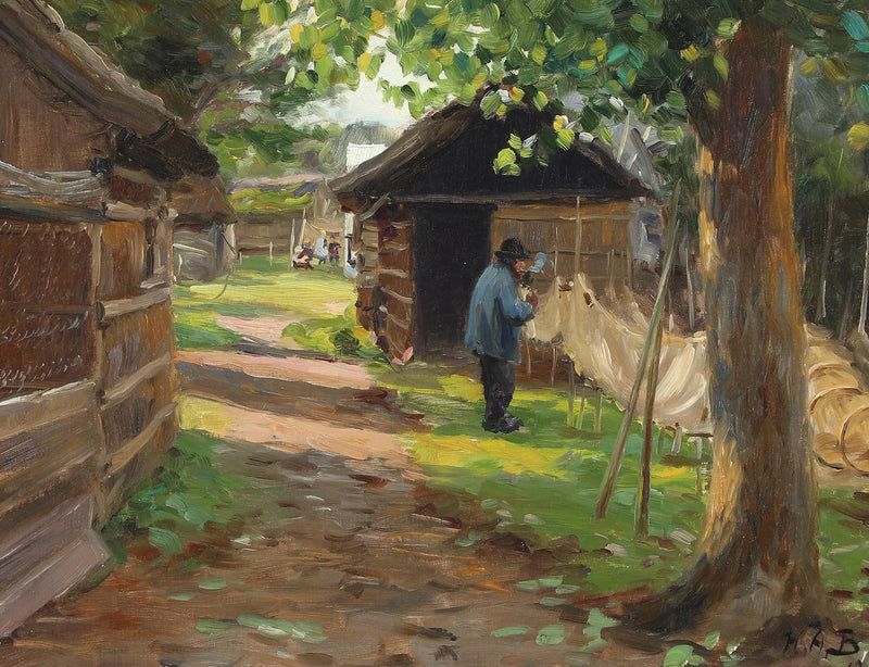 Limpieza de las trampas para peces. - H. A. Brendekilde