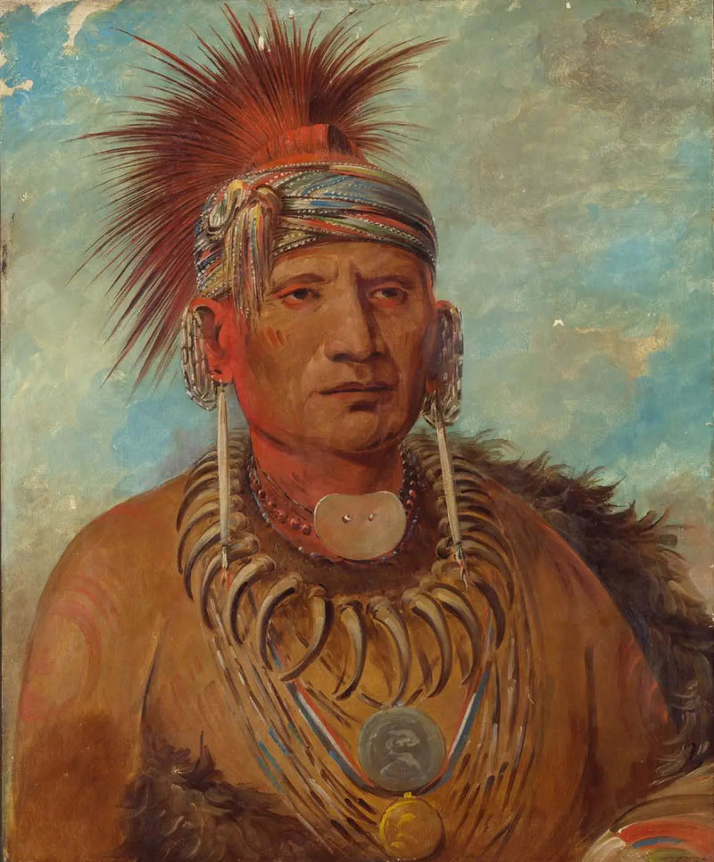 Neu-mon-ya, Lluvia que camina, Jefe de guerra - George Catlin