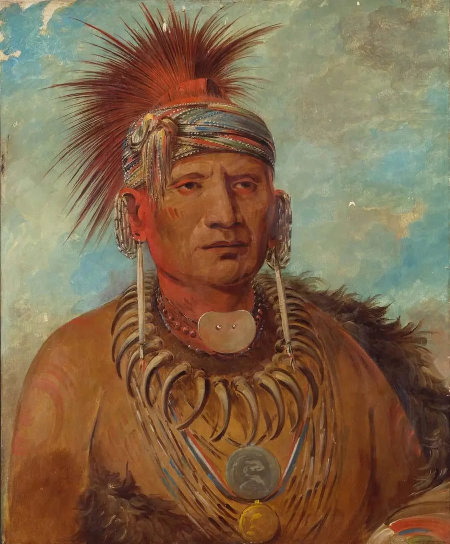 Neu-mon-ya, Lluvia que camina, Jefe de guerra - George Catlin
