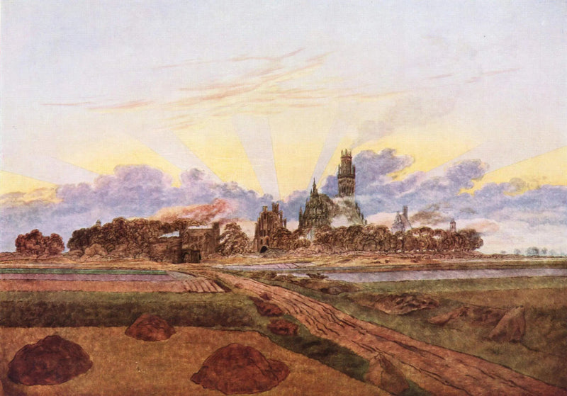 Neubrandenburgo en llamas - Caspar David Friedrich