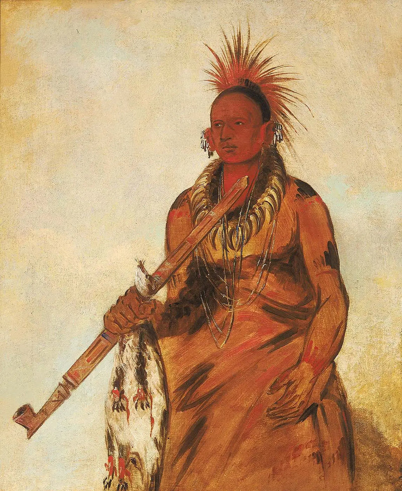 No-o-mún-nee, Camina bajo la lluvia, un guerrero - George Catlin