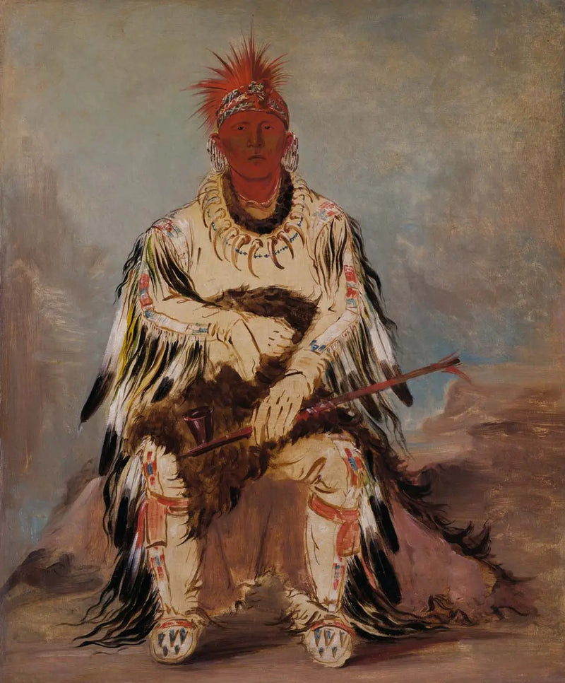 No-wáy-ke-súg-gah, Aquel que golpea dos veces, un valiente - George Catlin