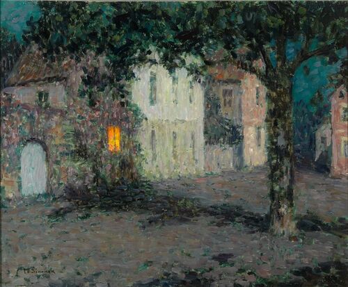 Nocturno a la luz de la luna en Cherburgo - Henri Le Sidaner