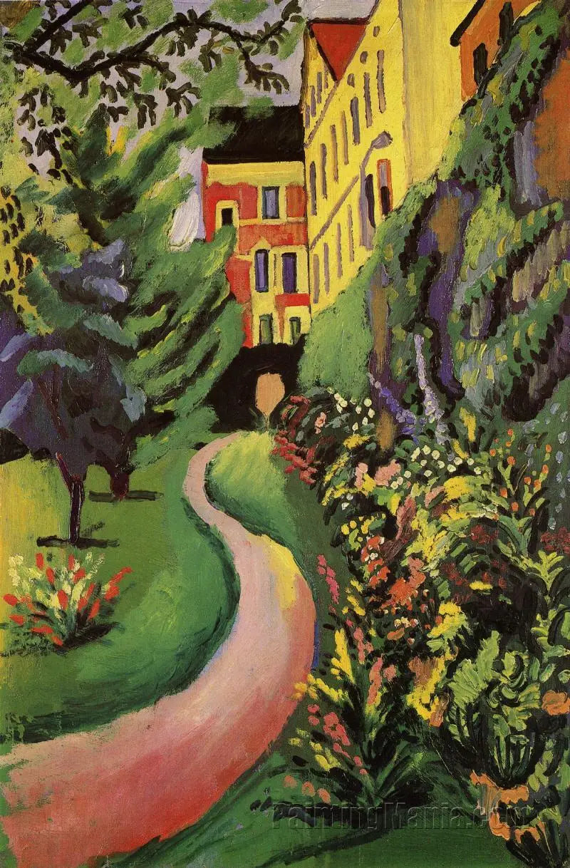 Nuestro jardín con sus bordes floridos - August Macke