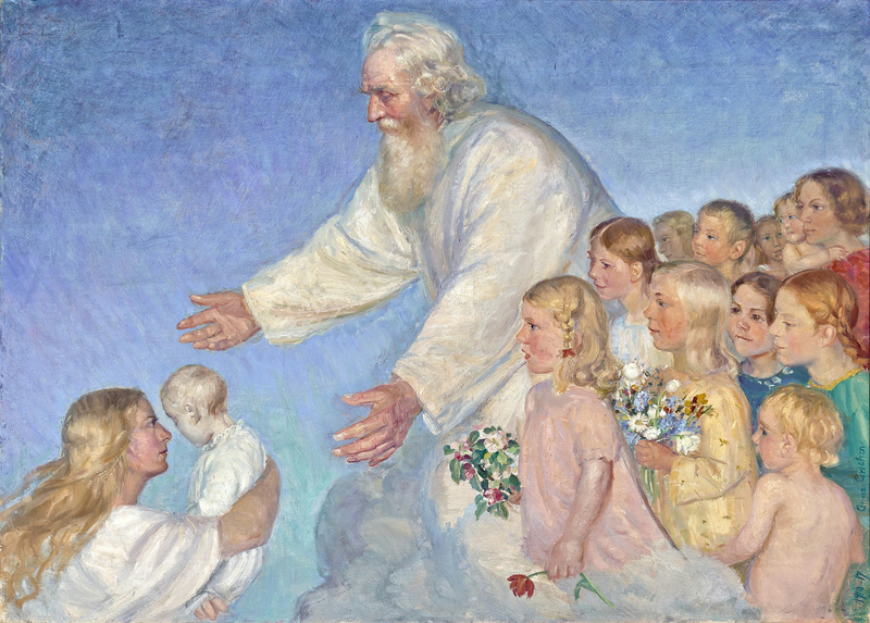 Nuestro Señor da la bienvenida al niño muerto. - Anna Ancher