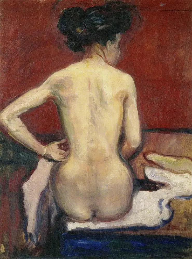 Mujer desnuda sentada con la cabeza vuelta - Edvard Munch
