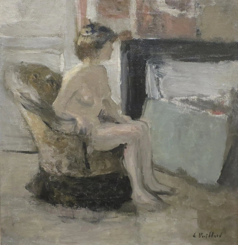 Nu sentado frente a una chimenea - Édouard Vuillard