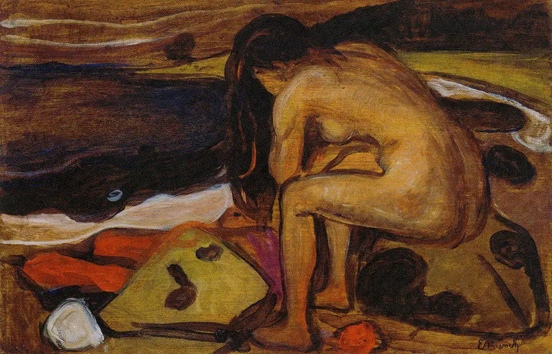 Mujer sentada en la playa - Edvard Munch