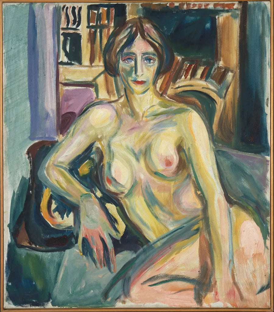 Desnudo, sentado en el sofá - Edvard Munch