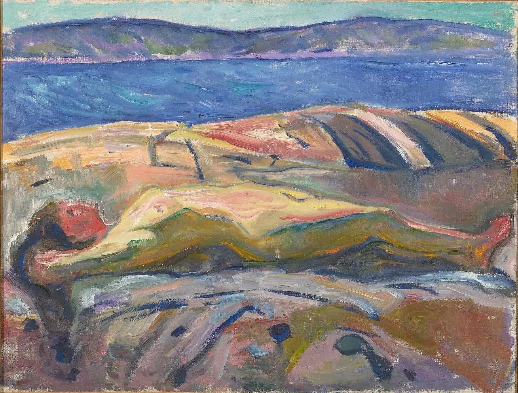 Nu couché sur les rochers - Edvard Munch image 1 reproduction de peinture à l’huile