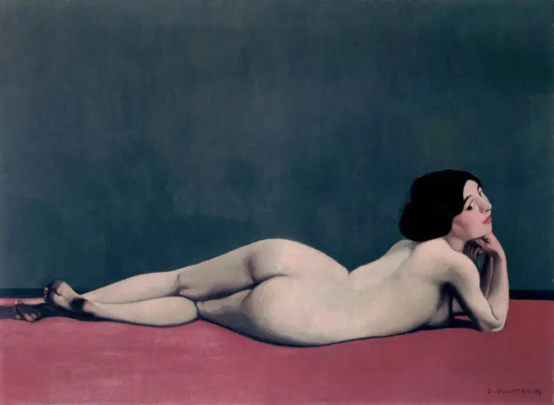 Nu acostado sobre una alfombra roja - Félix Vallotton