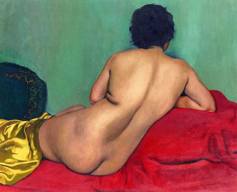 Nu de dos sobre un sofá rojo - Félix Vallotton