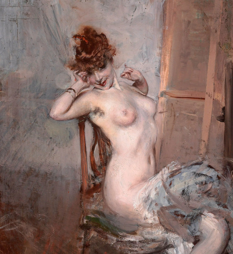 Nu de joven mujer sentada - Giovanni Boldini