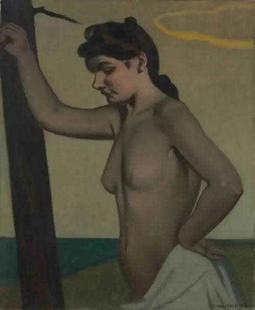 Perfil de perfil apoyado contra un tronco - Félix Vallotton