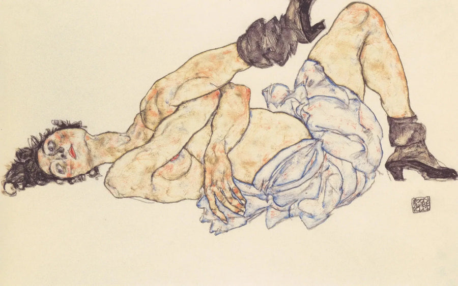 Mujer desnuda alargada - Egon Schiele