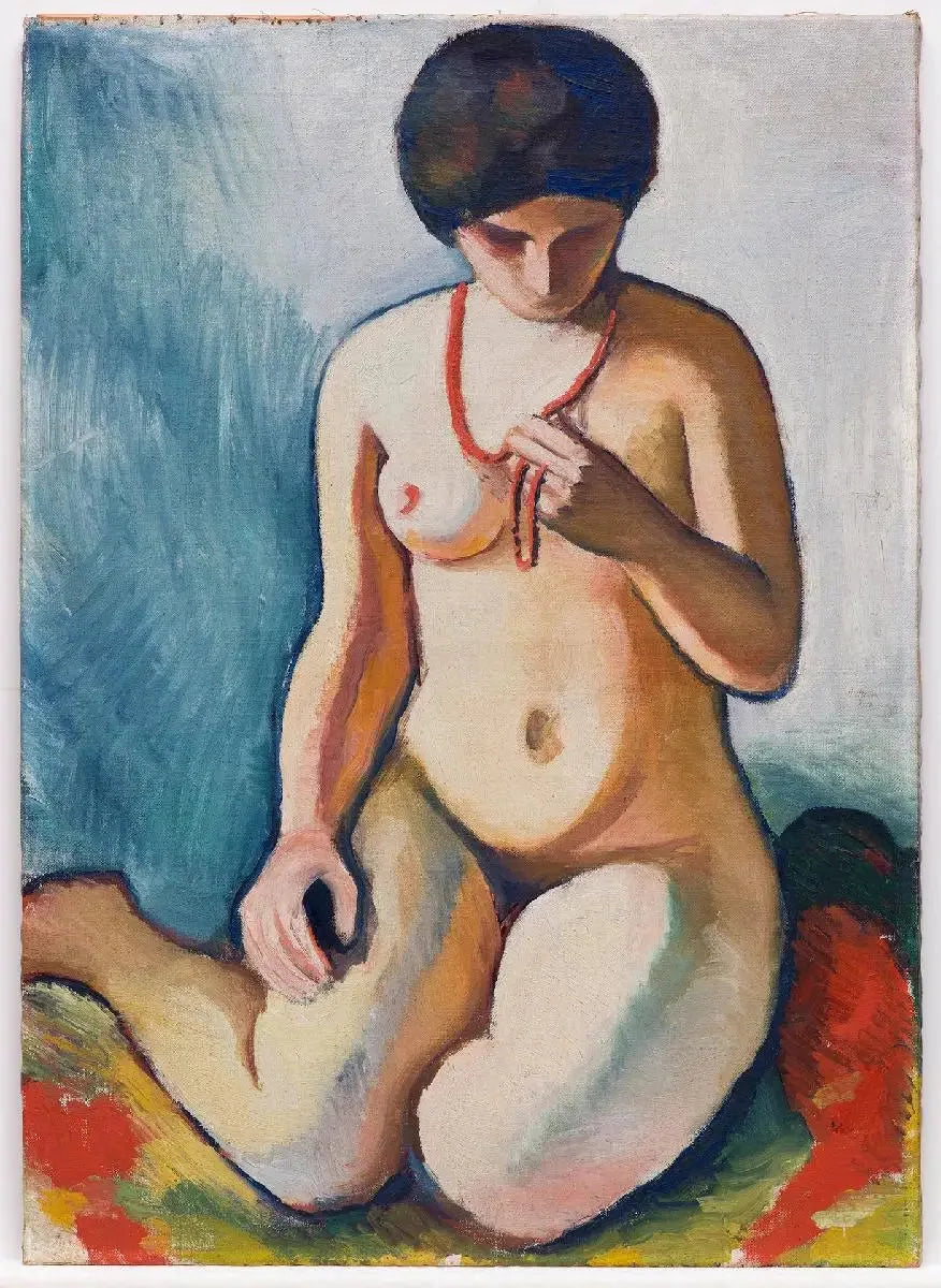 Mujer desnuda con collar de coral - August Macke