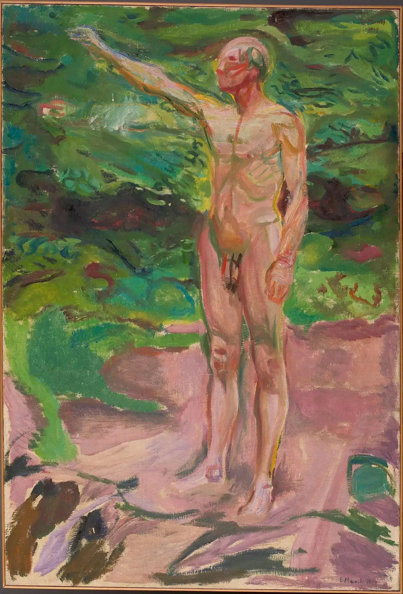 Hombre desnudo en el bosque - Edvard Munch