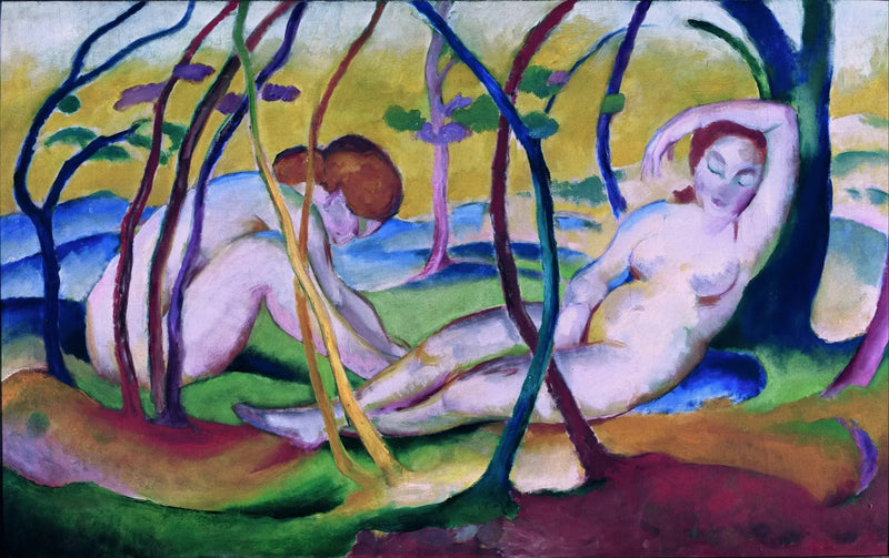 Desnudos bajo los árboles - Franz Marc