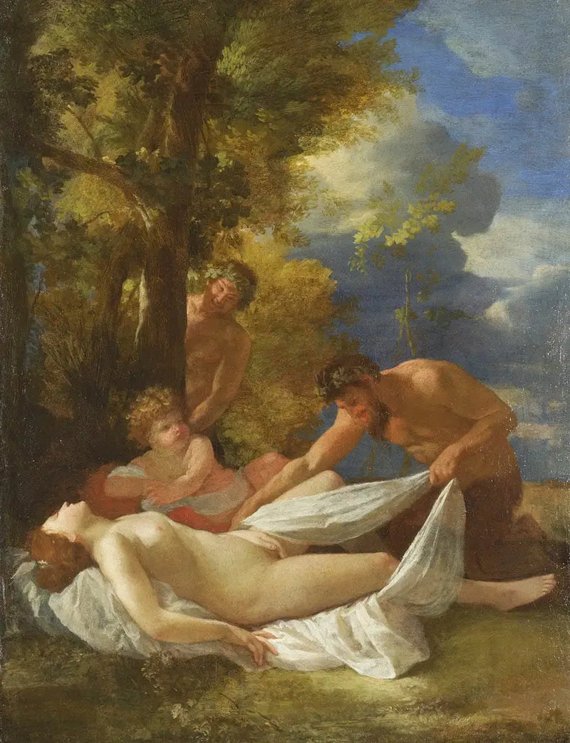 Ninfa dormida sorprendida por sátiros - Nicolas Poussin