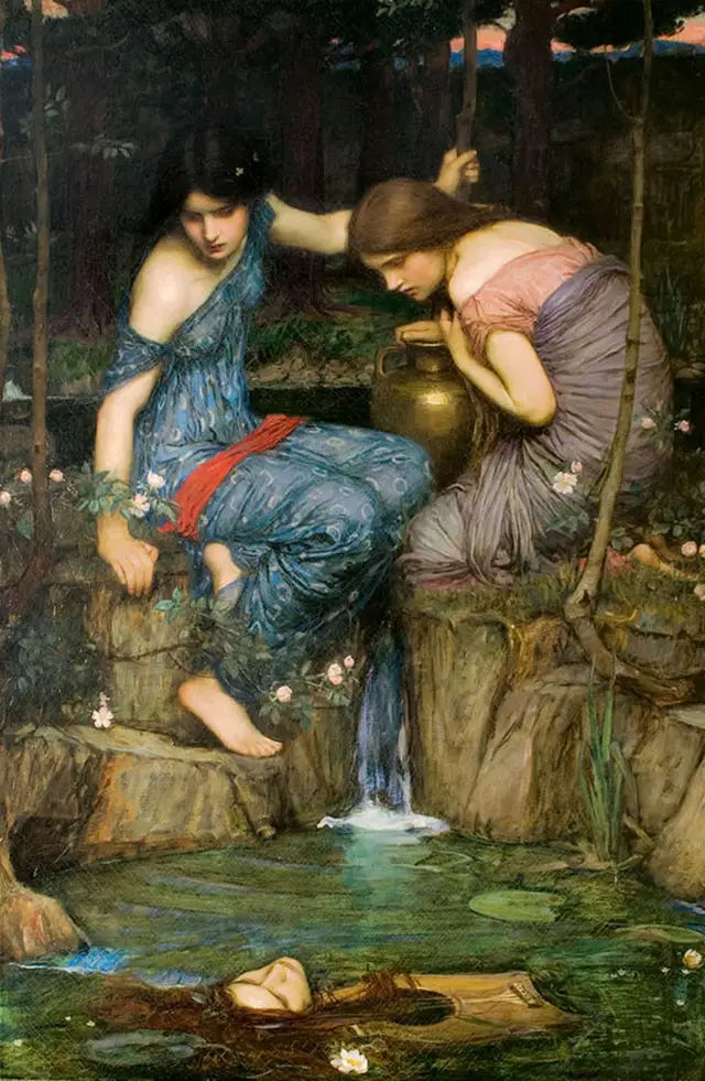 Reproduction du tableau « Nymphes trouvant la tête d'Orphée - John William Waterhouse » par Alpha Reproduction en peinture à l’huile