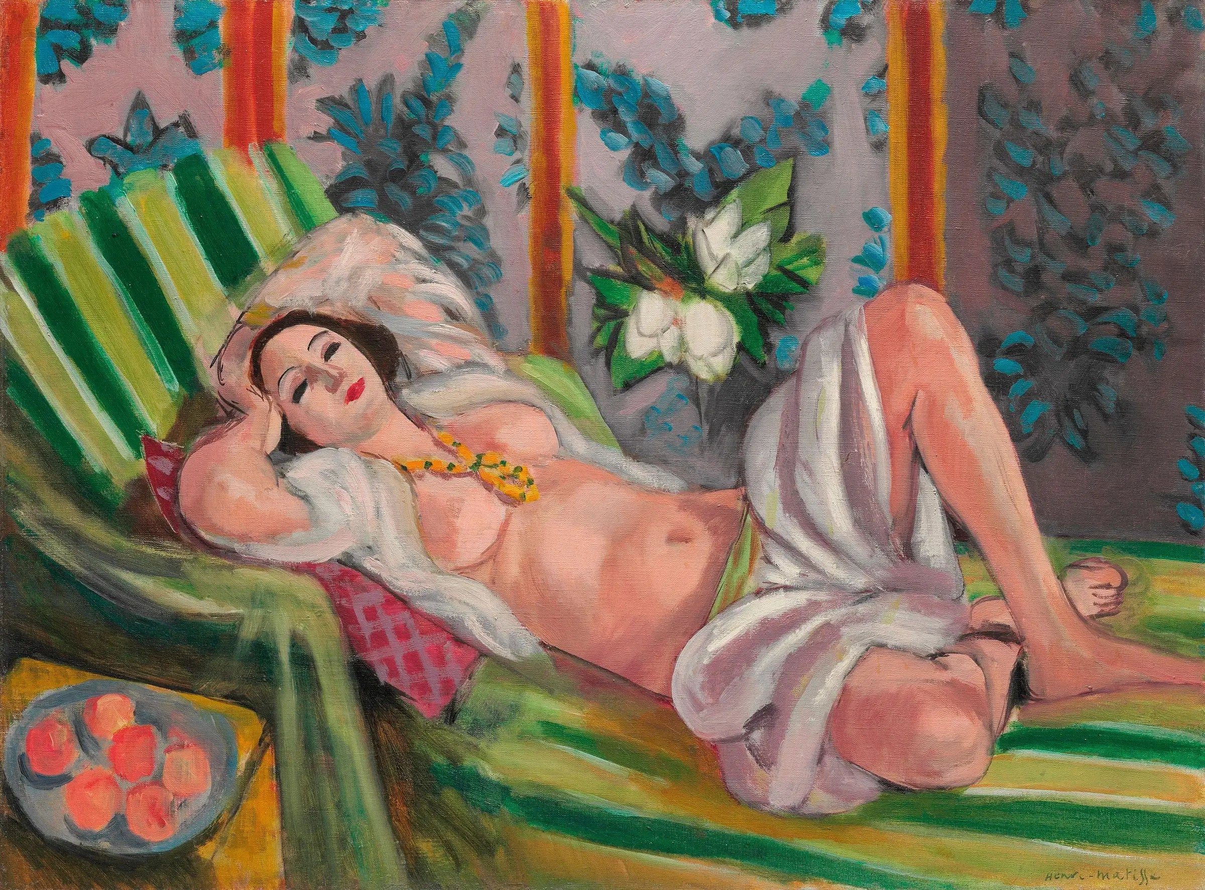 Reproduction du tableau « Odalisque aux magnolias - Henri Matisse » par Alpha Reproduction en peinture à l’huile