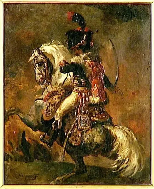 Oficial de cazador a caballo de la guardia imperial cargando - Théodore Géricault