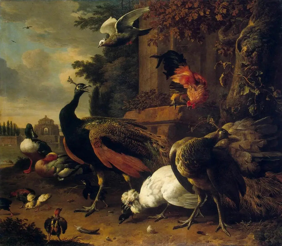 Aves en un parque - Melchior de Hondecoeter