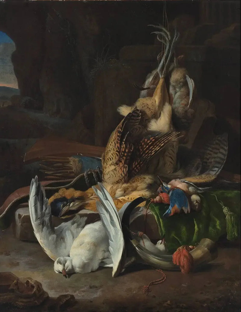 Aves muertas y accesorios de caza - Melchior de Hondecoeter
