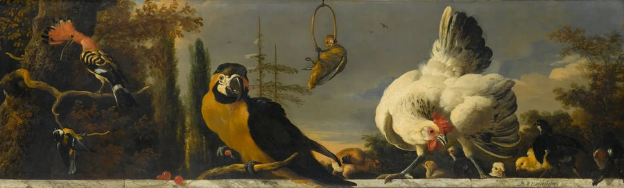 Aves sobre una balaustrada - Melchior de Hondecoeter