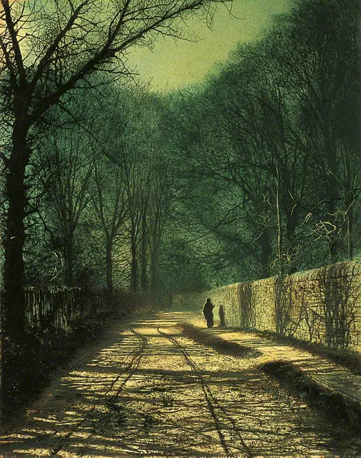 Sombras de los árboles en la pared del parque, Roundhay, Leeds - John Atkinson Grimshaw