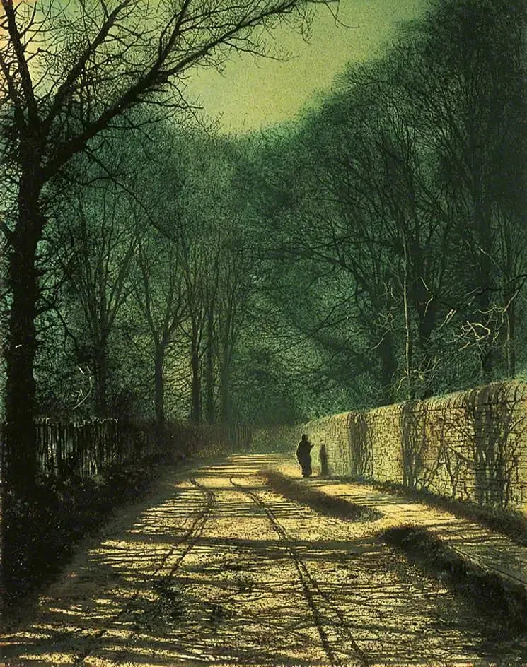 Sombras de los árboles en la pared del parque, Roundhay, Leeds - John Atkinson Grimshaw