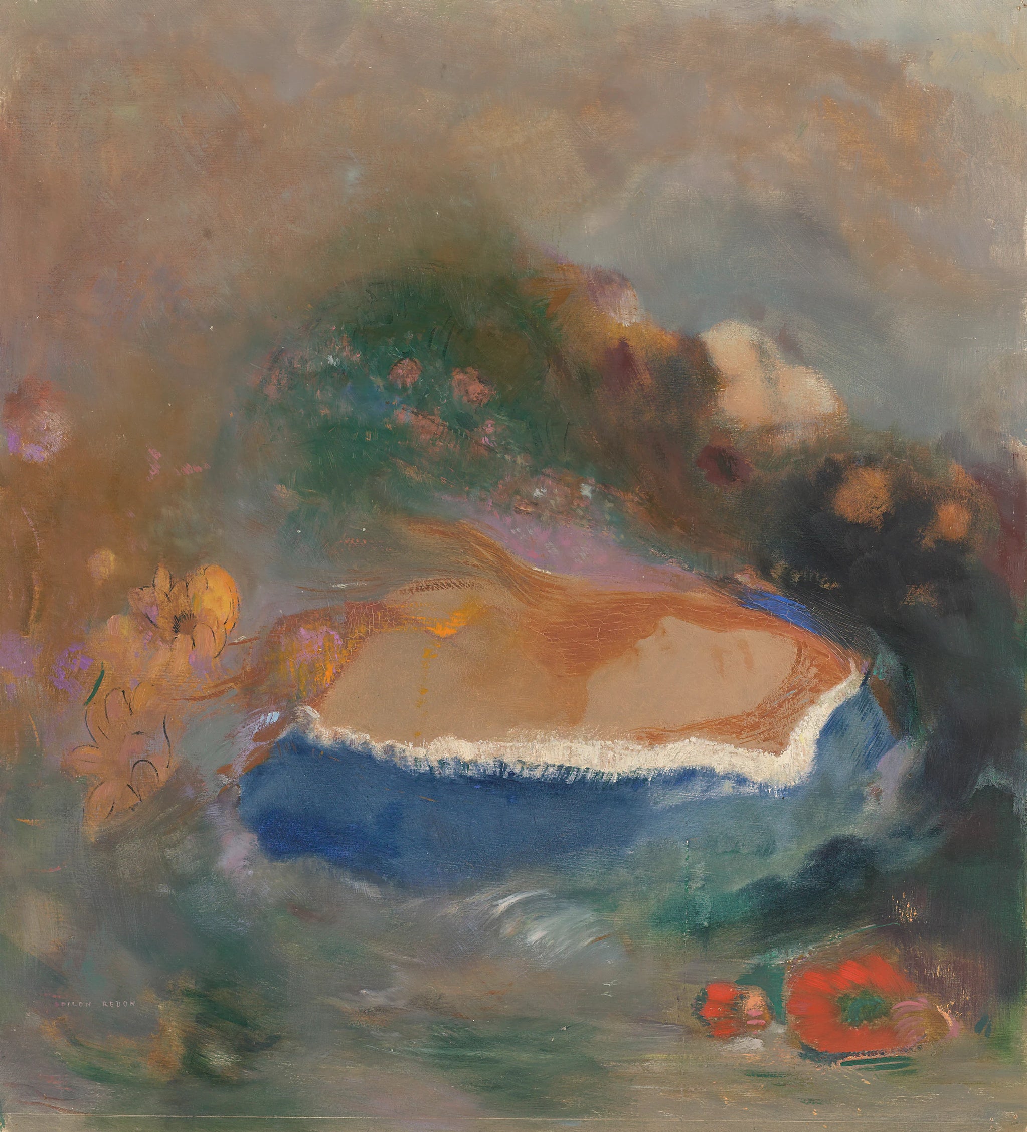 Ophélie, la chaperon bleue de la nonne dans l'eau - Odilon Redon