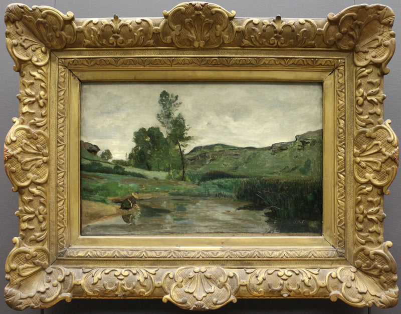 Optevoz. Lavandera junto al agua - Jean-Baptiste Camille Corot