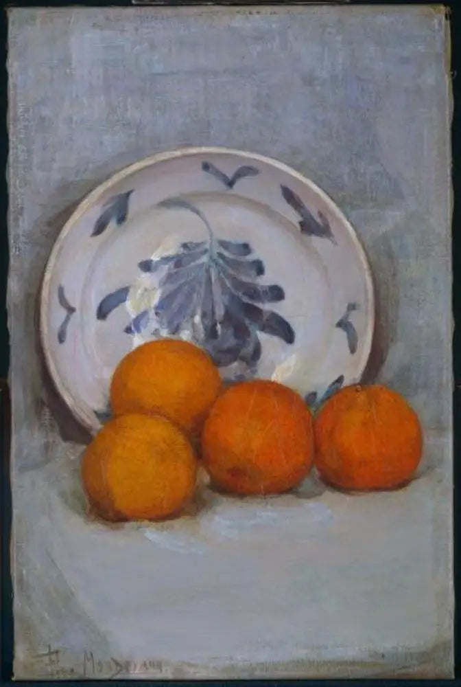 Naranjas y plato decorado - Piet Mondrian