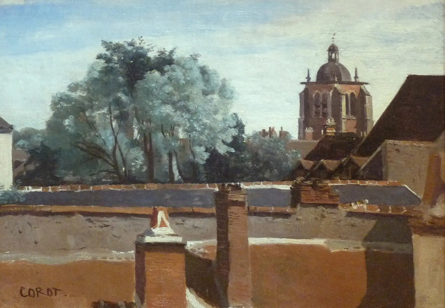 Orléans, vista tomada desde una ventana mirando la torre Sainte-Paterne - Jean-Baptiste Camille Corot