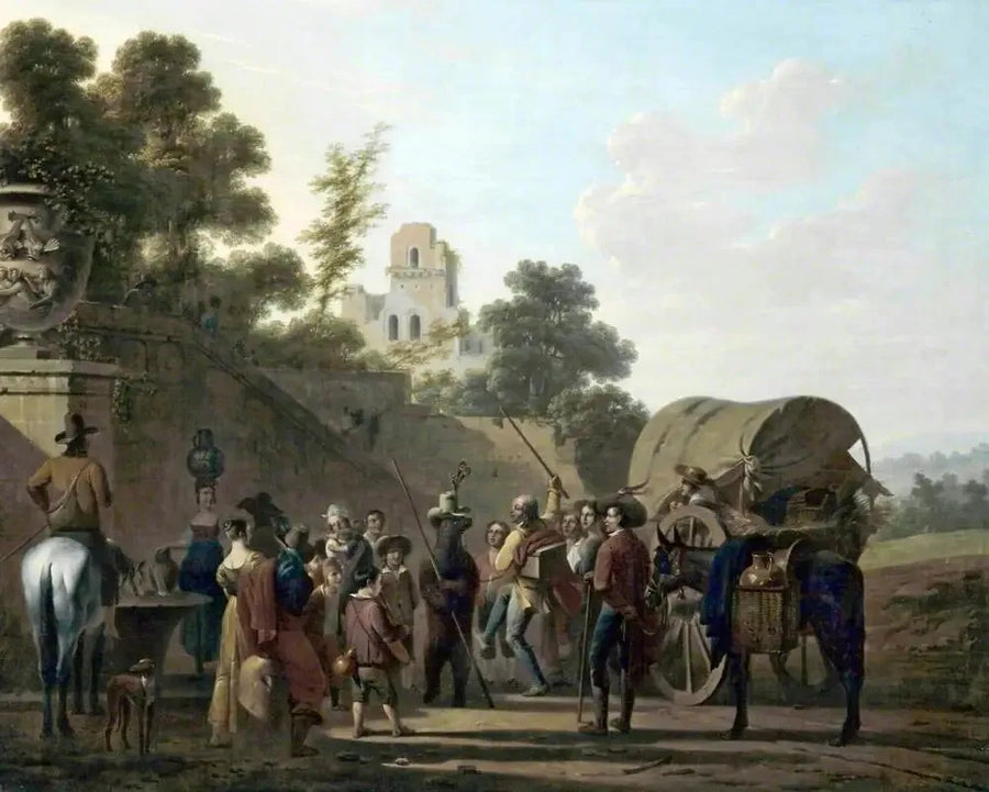Nuestros bailando con espectadores en las ruinas de un castillo - Louis-Léopold Boilly