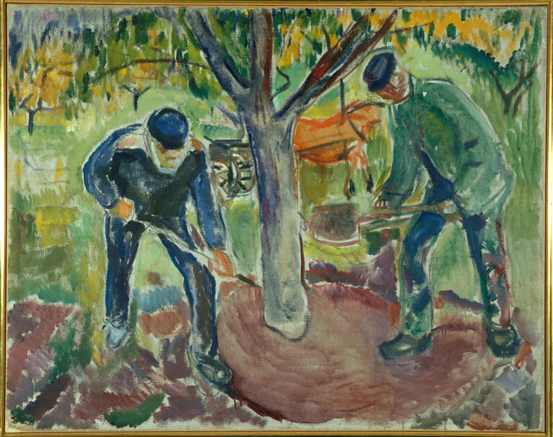 Trabajadores en el jardín - Edvard Munch