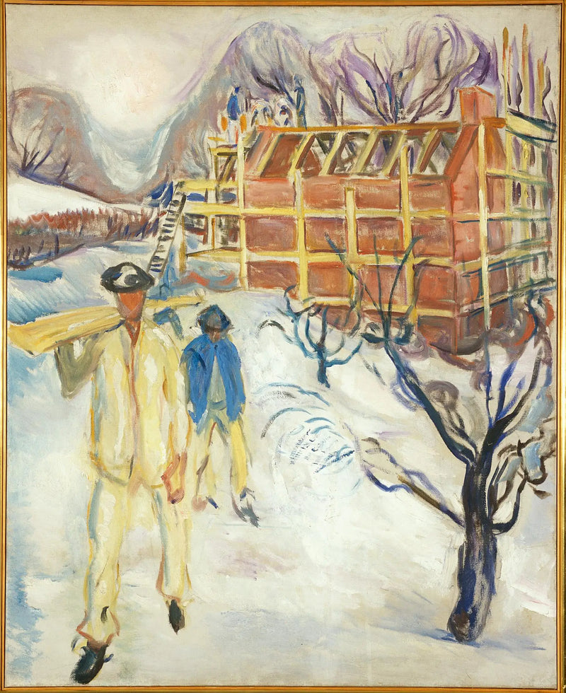 Trabajadores de la construcción en la nieve - Edvard Munch