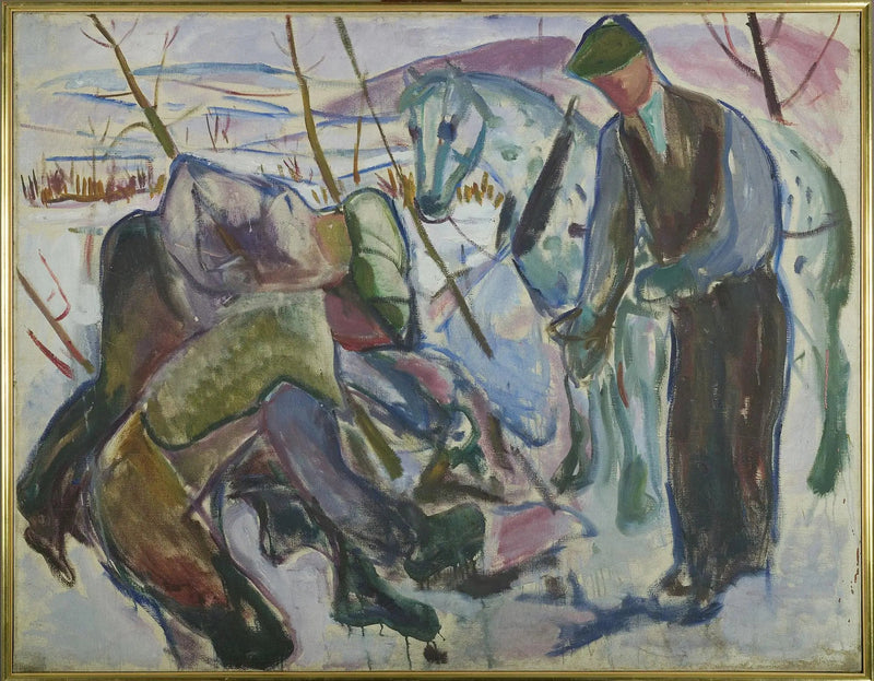 Trabajadores y Caballo - Edvard Munch