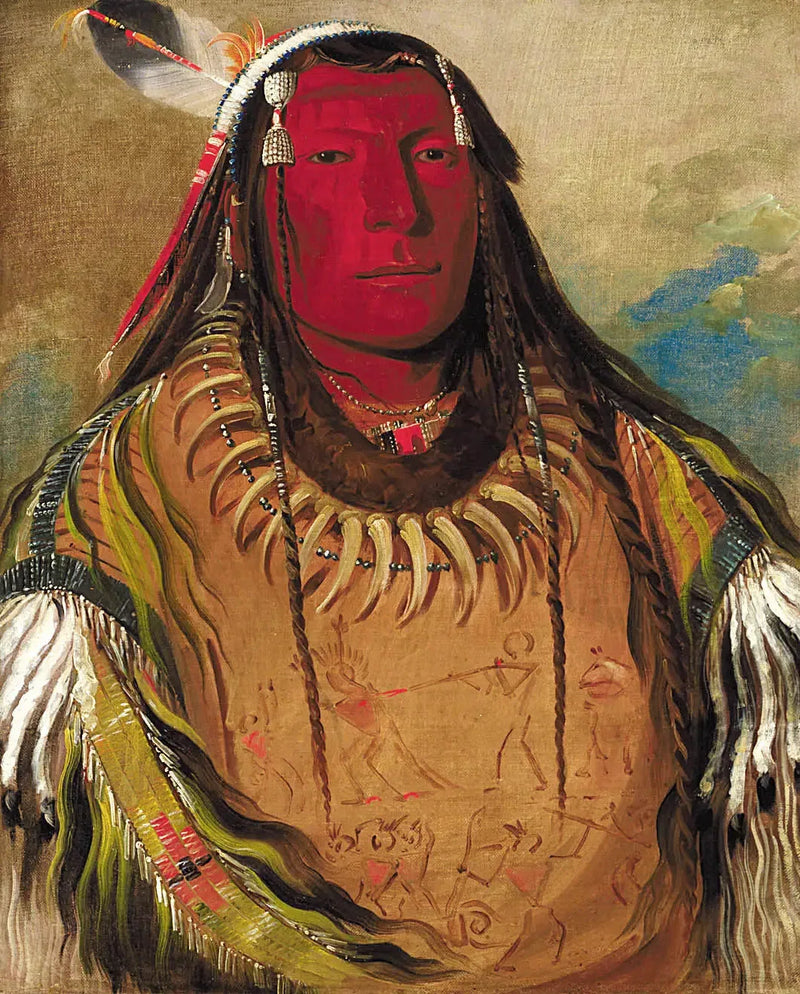 Pa-ris-ka-roópa, Dos cuervos, un jefe - George Catlin