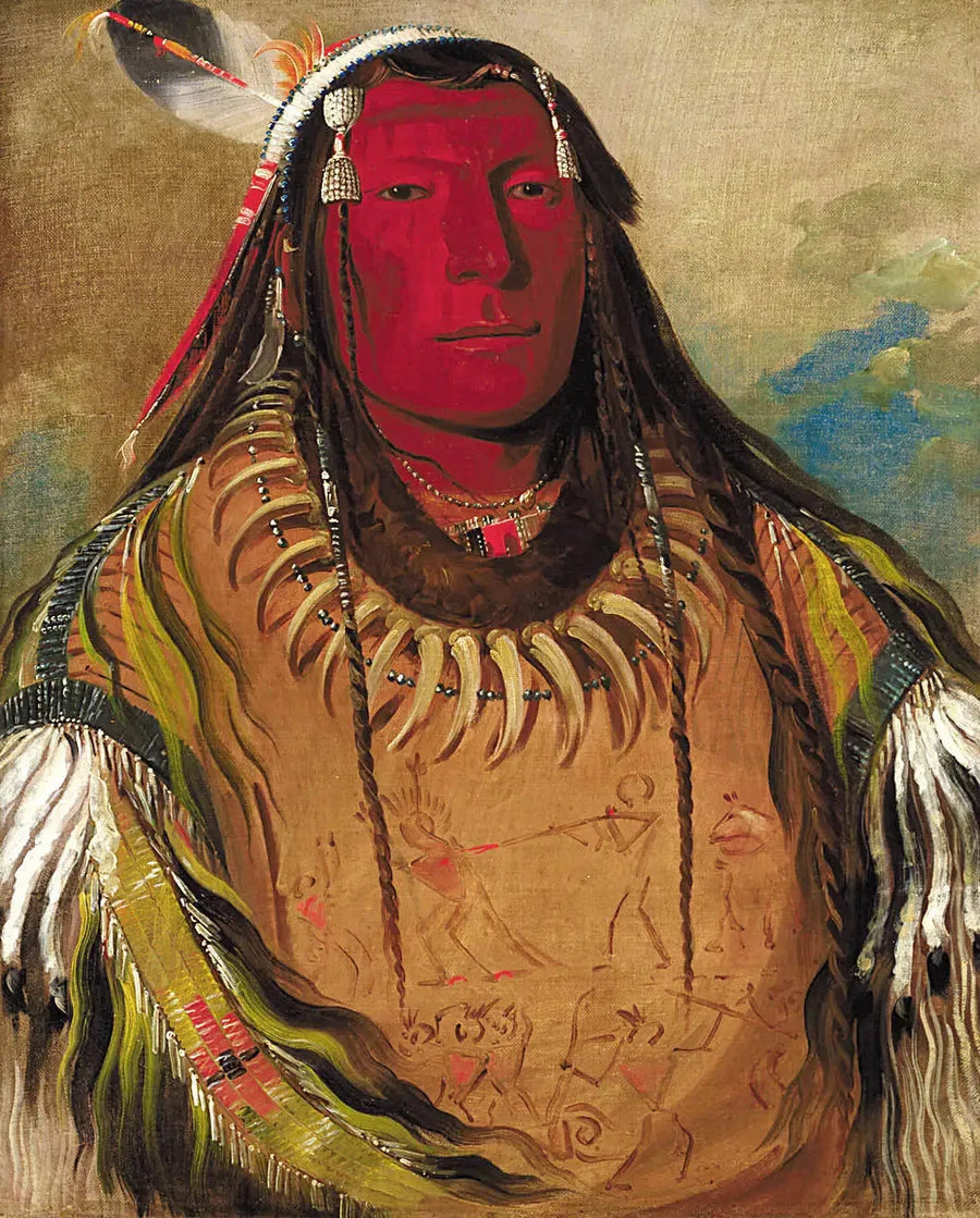 Pa-ris-ka-roópa, Dos cuervos, un jefe - George Catlin