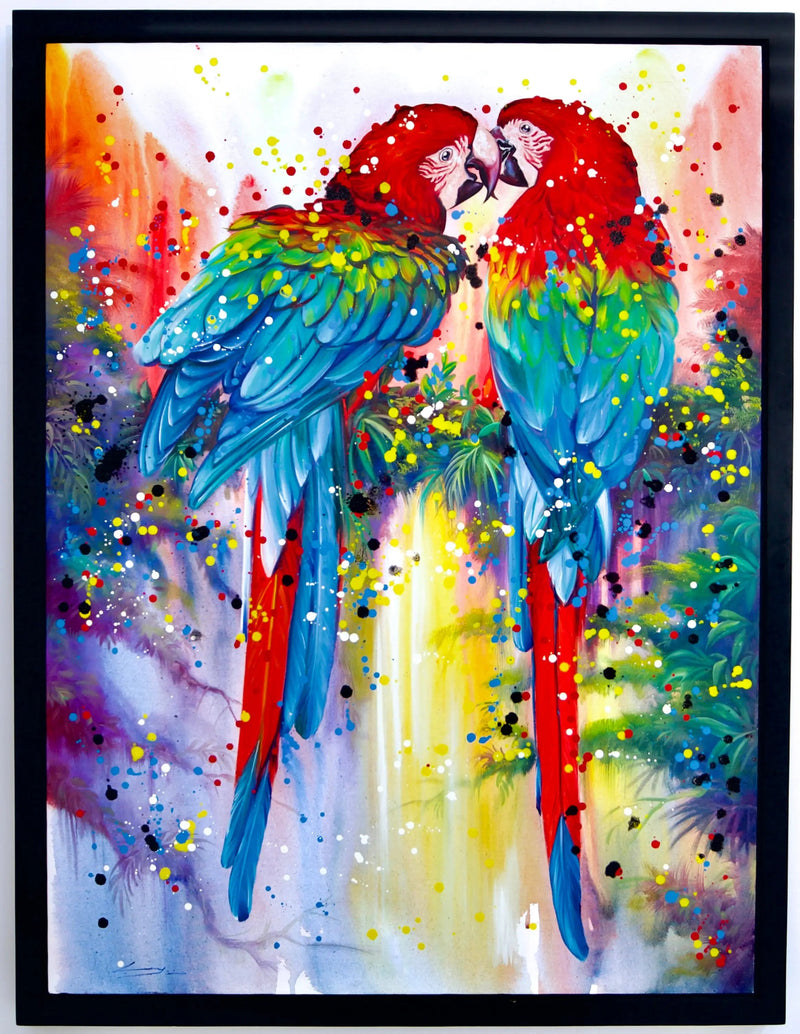 Par de Loros Rojos | 90 X 120 cm