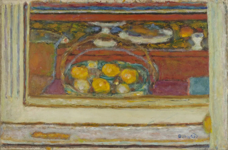 Cesta de frutas reflejada en un espejo - Pierre Bonnard