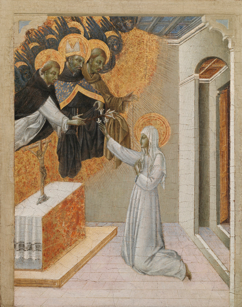 Panel de predela de un retablo: Santa Catalina de Siena vestida con el hábito dominico - Giovanni di Paolo